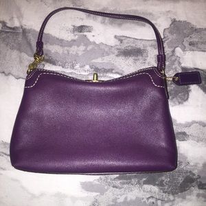 Coach Purple Leather Turnlock Wristlet
